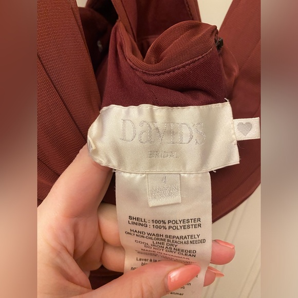 Davids Bridal Bridesmaid Dress in Wine - Picture 3 of 5